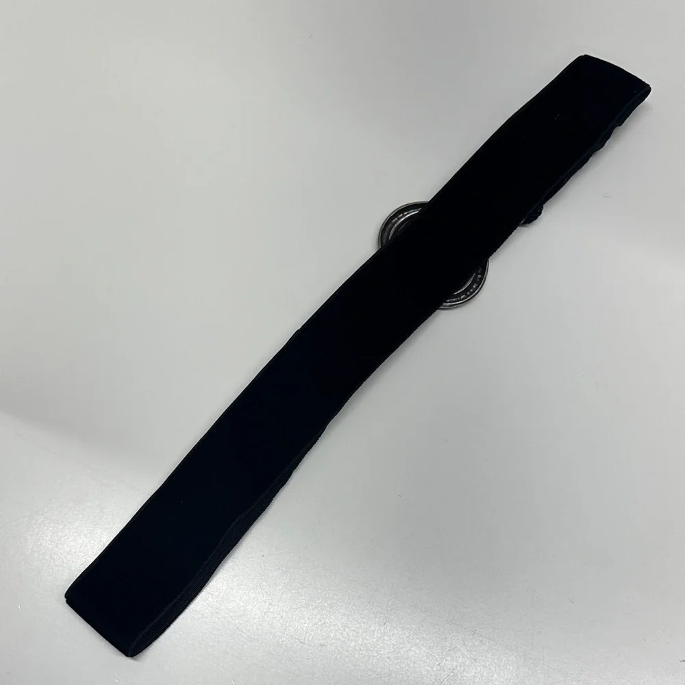 Suzi Roher Belt Velvet Velour Corded Stretch Metal Buckle Silver Black Large